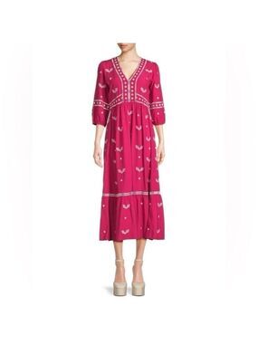 BA&SH Pink Embroidery A Line Dress. Size 0